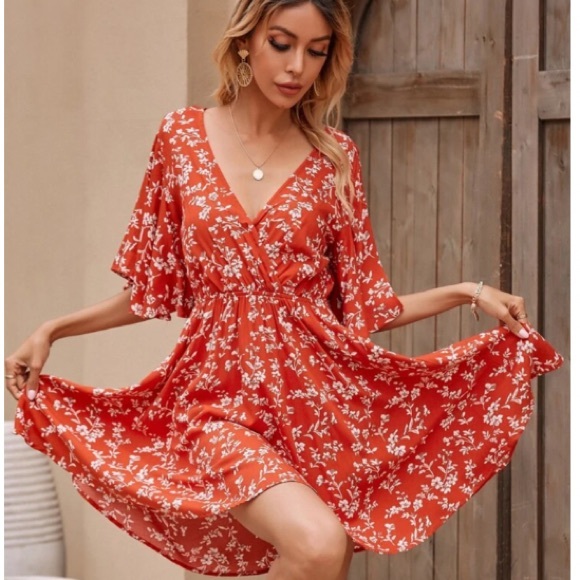 Boho floral print open back dress - Picture 5 of 5